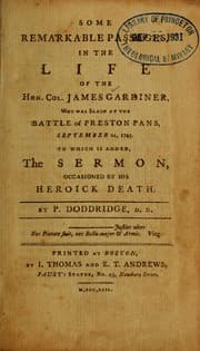 Tapa de Some remarkable passages in the life of the Hon. Col. James Gardiner, who was slain at the Battle of Preston Pans, September 21, 1745