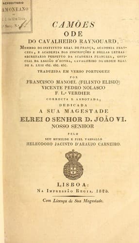 Tapa de Camões, ode do cavalheiro Raynouard ...