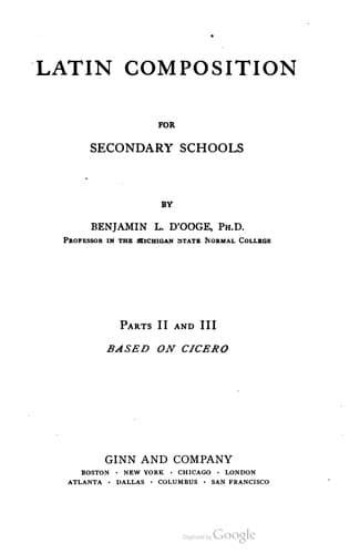 Tapa de Latin composition for secondary schools