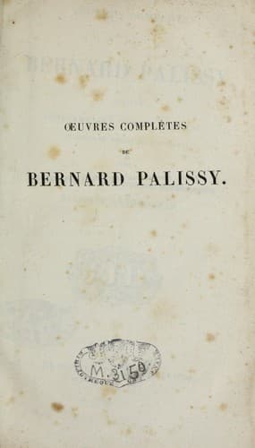 Tapa de ¿uvres comple  tes de Bernard Palissy
