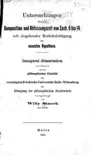 Tapa de Untersuchungen über die Komposition und Abfassungszeit von Zach. 9 bis 14, mit eingehender Berücksichtigung der neuesten Hypothese