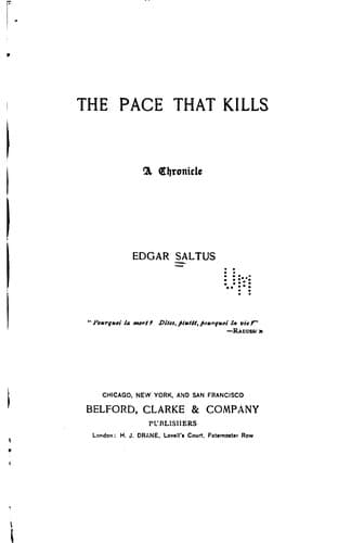 Tapa de The Pace that Kills: A Chronicle