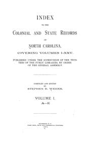 Tapa de Index to the colonial and state records of North Carolina