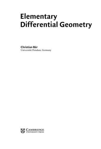 Tapa de Elementary differential geometry