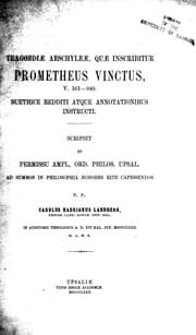 Tapa de Tragoediae Aeschyleae, quae inscribitur Prometheus vinctus, v. 561-940