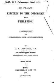 Tapa de St. Paul's Epistles to the Colossians & to Philemon: A Revised Text with ..