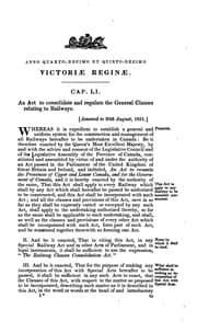 Tapa de Railway Clauses Consolidation Acts and Acts Relating to the Grand Trunk Railway of Canada