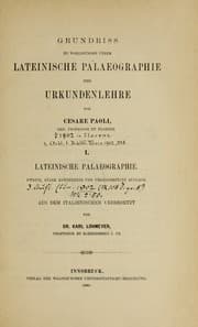 Tapa de Grundriss zu Vorlesungen ueber lateinische Palaeographie und Urkundenlehre