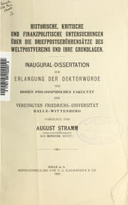 Tapa de Historische, kritische und finanzpolitische Untersuchungen über die Briefpostgebührensätze des Weltpostvereins und ihre Grundlagen