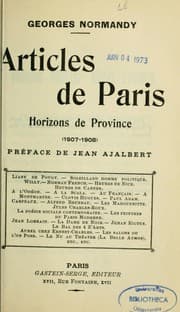 Tapa de Articles de Paris, horizons de province (1907-1908)