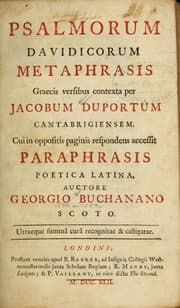 Tapa de Psalmorum Davidicorum metaphrasis Graecis versibus contexta per     Jacobum Duportum
