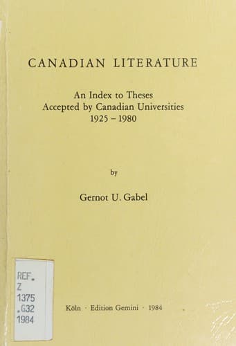Tapa de Canadian literature