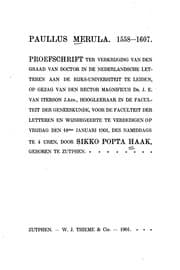 Tapa de Paullus Merula, 1558-1607