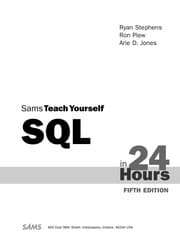 Tapa de Sams teach yourself SQL in 24 hours