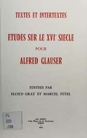 Tapa de Études sur le XVIe [i.e. seizième] siècle pour Alfred Glauser