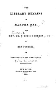 Tapa de The literary remains of Martha Day