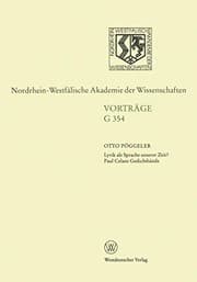 Tapa de Lyrik als Sprache Unserer Zeit? Paul Celans Gedichtbände