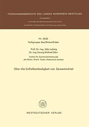 Tapa de Über die Sulfatbeständigkeit von Zementmörtel
