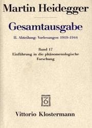 Tapa de Gesamtausgabe Abt. 2 Vorlesungen Bd. 17. Einführung in die phänomenologische Forschung