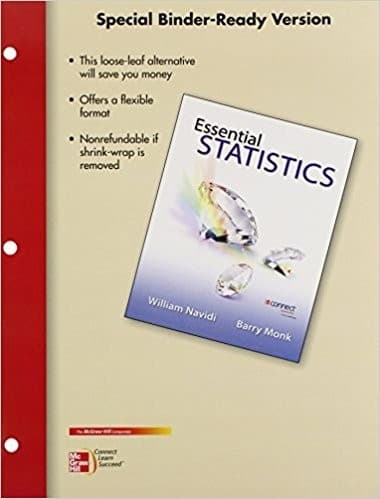 Tapa de Loose Leaf Version for Essential Statistics with Formula Card & Data CD