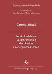 Tapa de Zur strafrechtlichen Verantwortlichkeit des directors einer englischen Limited