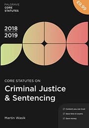 Tapa de Core Statutes on Criminal Justice & Sentencing 2018-19