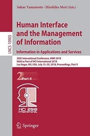 Tapa de Human Interface and the Management of Information. Information in Applications and Services