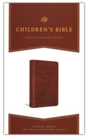 Tapa de ESV Children's Bible--soft leather-look, brown with let the children come design