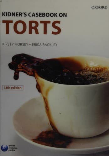 Tapa de Kidner's casebook on torts