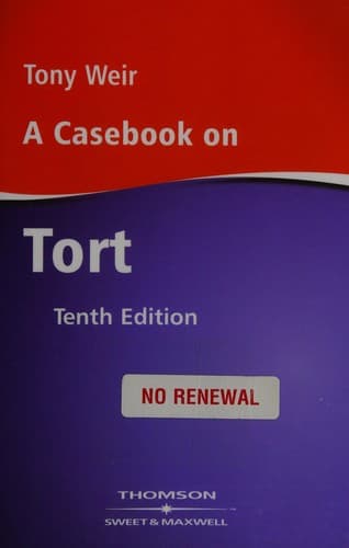 Tapa de A Casebook on Tort