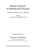 Tapa de Recent advances in ranking and selection