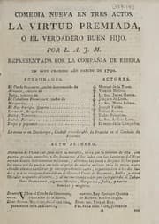 Tapa de La virtud premiada