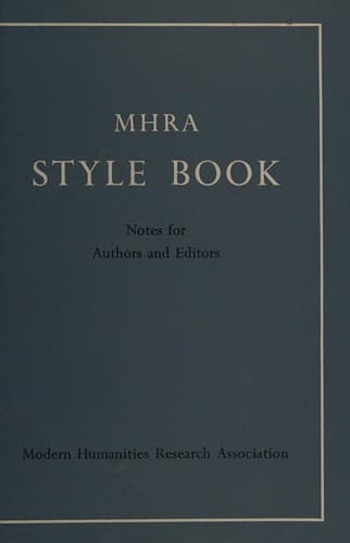Tapa de MHRA style book: notes for authors and editors