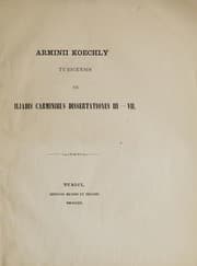 Tapa de De Iliadis carminibus dissertationes III-VII