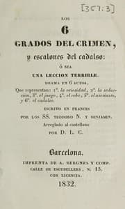 Tapa de Los seis grados del crimen, y escalones del cadalso