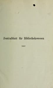 Tapa de Zentralblatt für Bibliotekswesen
