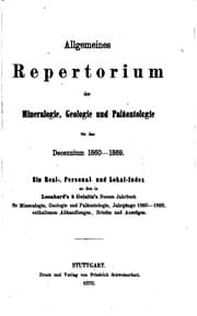 Tapa de Allgemeines Repertorium der mineralogie, geologie und palaontologie fur das decennium 1860-1869
