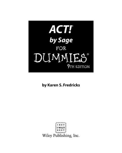 Tapa de Act! by Sage for dummies