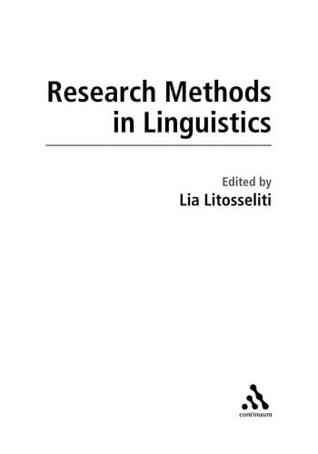 Tapa de Research methods in linguistics