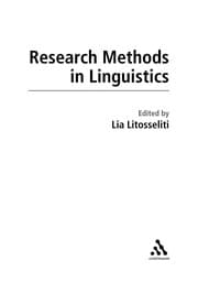 Tapa de Research methods in linguistics