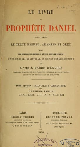 Tapa de Le Livre du propháete Daniel