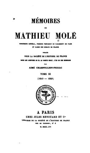 Tapa de Mémoires de Mathieu Molé
