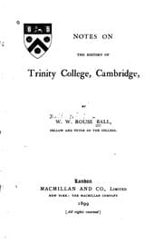 Tapa de Notes on the History of Trinity College, Cambridge