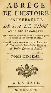 Tapa de Abrégé de l'Histoire Universelle de J.A. de Thou