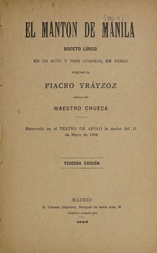 Tapa de El mantón de Manila