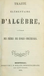 Tapa de Traité élémentaire d'algèbre