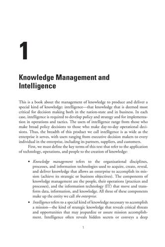 Tapa de Knowledge management for the intelligence enterprise