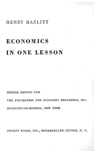 Tapa de Economics in one lesson
