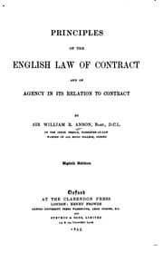 Tapa de Principles of the English Law of Contract and of Agency in Its Relation to Contract