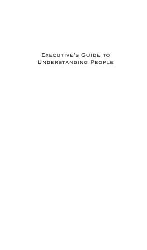 Tapa de Executive's guide to understanding people